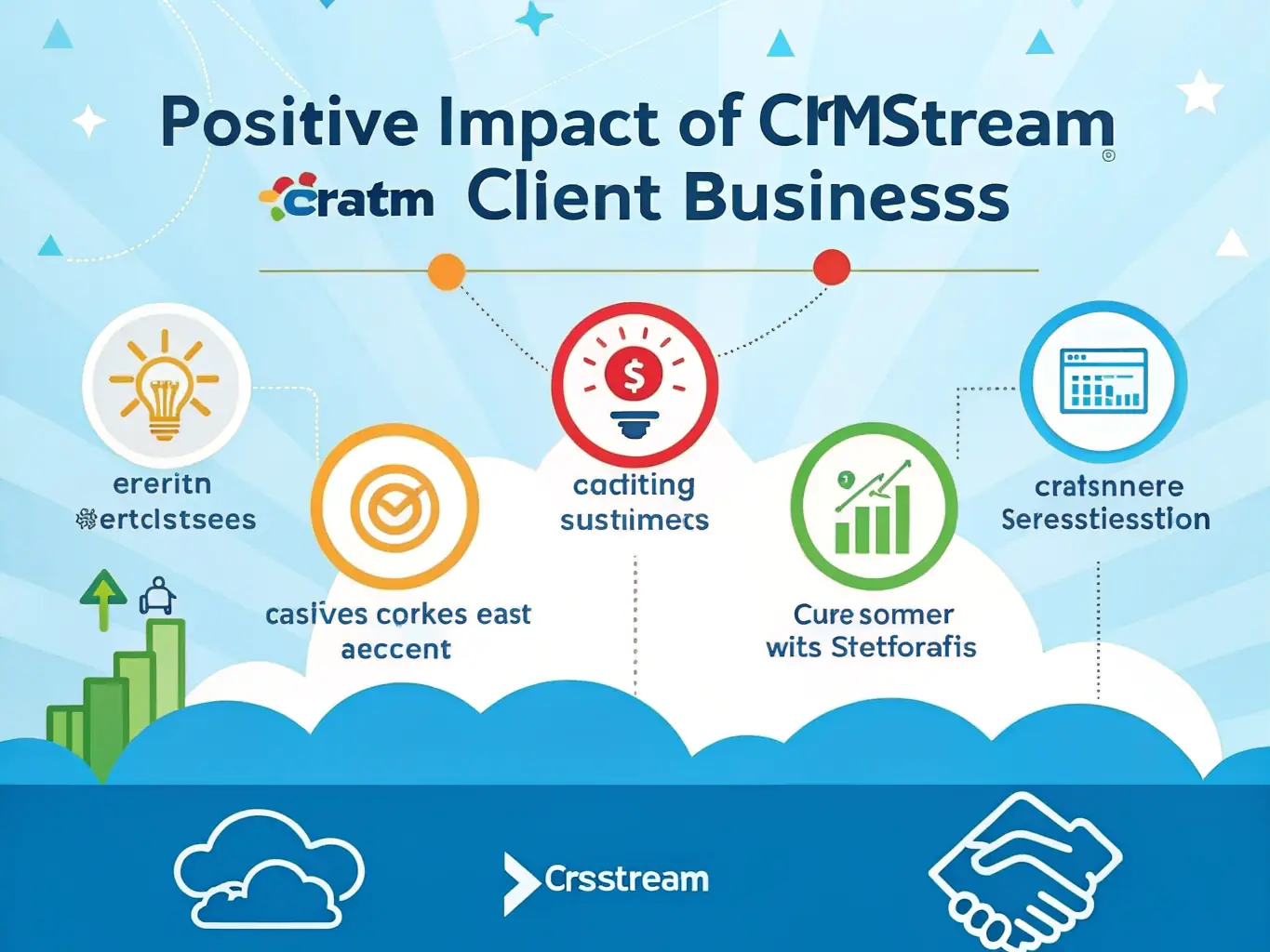 An infographic illustrating the key metrics and benefits of using a CRM system, such as increased sales, improved customer retention, and enhanced efficiency.